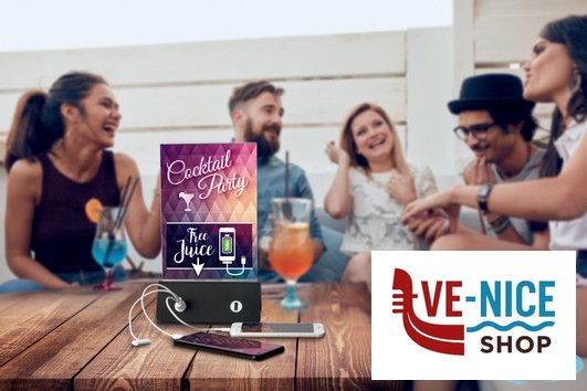 arredamento PORTAPOSTER-POWERBANK DA TAVOLO IN ACRILICO CON CARICABATTERIE PER RICARICARE SMARTPHONE E TABLET FORMATO A5, CM 16X27,7X7 PFT-PWB SECURIT - immagine 3