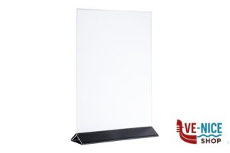 0 PORTAMENU VERTICALE A5 CM 15X7 H.23 ACRYLICO CON BASE NERA IN ACCIAIO INOX APS ASSHEUER POTT GMBH E CO KG