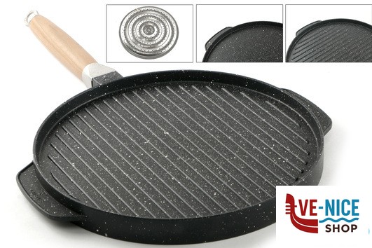 antiederente PRESSOFUSO 660 - GRILL DOPPIA COTTURA CM 28 CON MANICO CON SPARGIFIAMMA FAL68B FALCOPRESS SRL