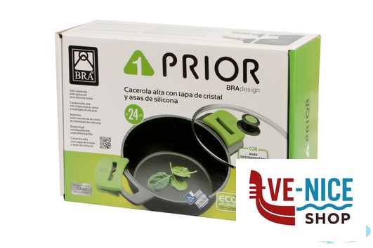 antiederente PRIOR-CASSERUOLA ALTA 2MANICI CM.24 CON COPERCHIO 3560V124 PINTI INOX - immagine 5