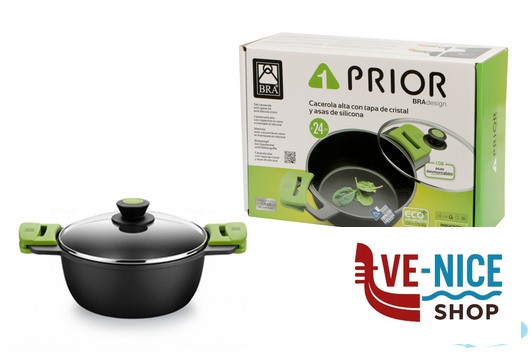 antiederente PRIOR-CASSERUOLA ALTA 2MANICI CM.24 CON COPERCHIO 3560V124 PINTI INOX - immagine 2