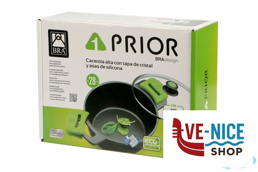 antiederente PRIOR-CASSERUOLA ALTA 2MANICI CM.28 CON COPERCHIO 3560V128 PINTI INOX - immagine 5