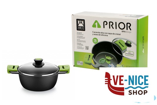 antiederente PRIOR-CASSERUOLA ALTA 2MANICI CM.28 CON COPERCHIO 3560V128 PINTI INOX - immagine 2