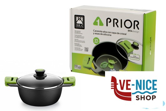 antiederente PRIOR-CASSERUOLA ALTA 2MANICI CM.32 CON COPERCHIO 3560V132 PINTI INOX - immagine 2