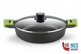 antiederente PRIOR-CASSERUOLA BASSA 2MANICI CM.36 CON COPERCHIO 3560V736 PINTI INOX