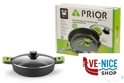 antiederente PRIOR-CASSERUOLA BASSA 2MANICI CON COPERCHIO CM.28 3560V728 PINTI INOX - immagine 2