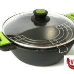 antiederente PRIOR-CASSERUOLA CONCAVA 2MANICI CM.28 CON COPERCHIO E GRIGLIA 3560V228 PINTI INOX