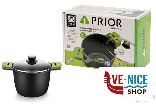 antiederente PRIOR-PENTOLA 2MANICI CM.20 CON COPERCHIO 3560V320 PINTI INOX - immagine 2