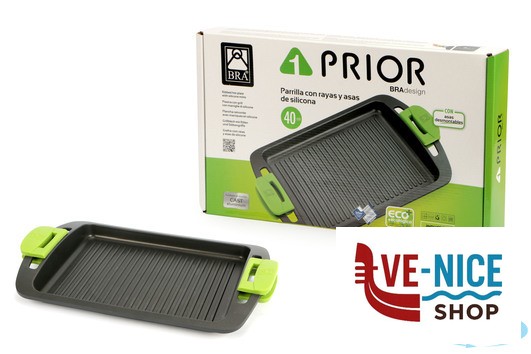 antiederente PRIOR-PIASTRA GRILL 2 MANICI CM.40 35606440 PINTI INOX - immagine 2