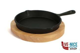accessori da portata HORECA PROFESSIONAL-GHISA CASSERUOLA 1 MANICO TONDA CM.14 CON BASE LEGNO YY079-7 IMPORT TAVOLA PROFESSIONAL
