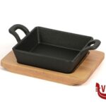 accessori da portata HORECA PROFESSIONAL-GHISA CASSERUOLA QUADRA CM.12,5X12,5 CON BASE LEGNO YY085-1 IMPORT TAVOLA PROFESSIONAL