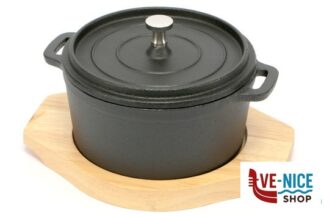accessori da portata HORECA PROFESSIONAL-GHISA COCOTTE CM.14 CON BASE LEGNO YY8054 IMPORT TAVOLA PROFESSIONAL