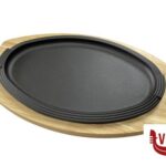 accessori da portata HORECA PROFESSIONAL-GHISA PIATTO OVALE CM 29X19 (INTERNO CM 26X16) CON BASE LEGNO CM 34,6X21,8  YY2103 IMPORT TAVOLA PROFESSIONAL
