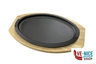 accessori da portata HORECA PROFESSIONAL-GHISA PIATTO OVALE CM 29X19 (INTERNO CM 26X16) CON BASE LEGNO CM 34,6X21,8 YY2103 IMPORT TAVOLA PROFESSIONAL