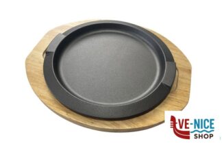 accessori da portata HORECA PROFESSIONAL-GHISA PIATTO TONDO CM 31 (INT. CM.27) CON BASE LEGNO CM 37X32,8 YY2064 IMPORT TAVOLA PROFESSIONAL