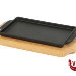 accessori da portata HORECA PROFESSIONAL-GHISA PIASTRA CM.19X12 CON BASE LEGNO YY2056 IMPORT TAVOLA PROFESSIONAL