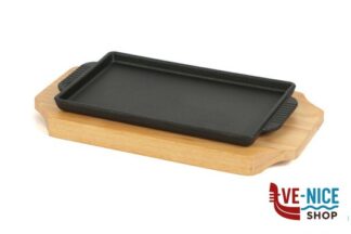 accessori da portata HORECA PROFESSIONAL-GHISA PIASTRA CM.19X12 CON BASE LEGNO YY2056 IMPORT TAVOLA PROFESSIONAL