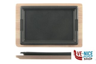 accessori da portata HORECA PROFESSIONAL-GHISA PIASTRA CM.27X18 CON BASE LEGNO YY2125 IMPORT TAVOLA PROFESSIONAL