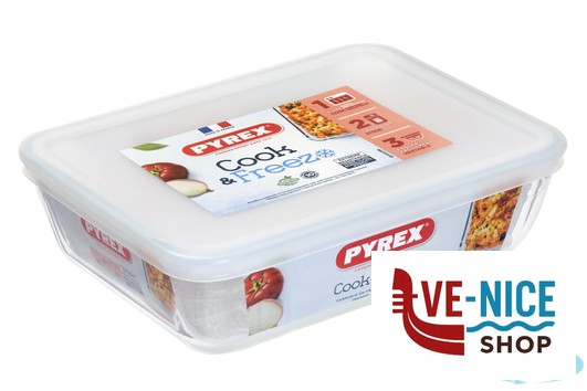 vetro PYREX-CONTENITORE RETTANGOLARE CON COPERCHIO CM.22X17X6 LT.1,5 ARC INTERNATIONAL COOKWARE - immagine 3