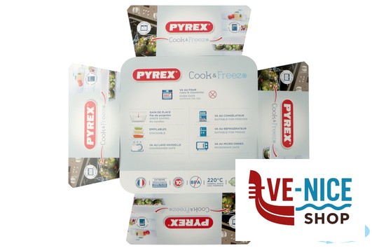 vetro PYREX-CONTENITORE RETTANGOLARE CON COPERCHIO CM.25X20X7,6 LT.2,6 243P000-7044 ARC INTERNATIONAL COOKWARE - immagine 3