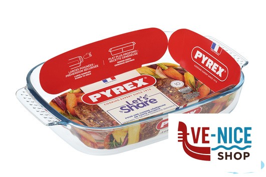 vetro PYREX-TEGLIA RETTANGOLARE 34X22 CON MANICI PRESA FACILE 231B000-7046 ARC INTERNATIONAL COOKWARE - immagine 2