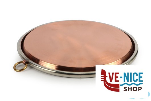 articoli per forno stampi TORTIERA RAME STAGNATO PER FARINATA MARTELLATA CON ORLO CM 30 H 1 AGNELLI - immagine 2