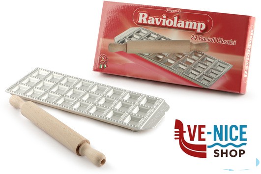 utensili da cucina LA CLASSICA - RAVIOLAMP 24 RAVIOLI QUADRO 34X34MM CON MATTARELLO IMPERIA - immagine 3
