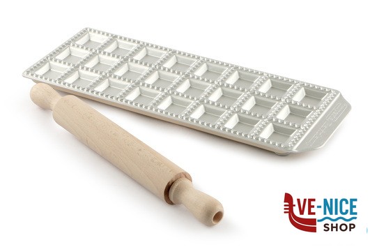 utensili da cucina LA CLASSICA - RAVIOLAMP 24 RAVIOLI QUADRO 34X34MM CON MATTARELLO IMPERIA
