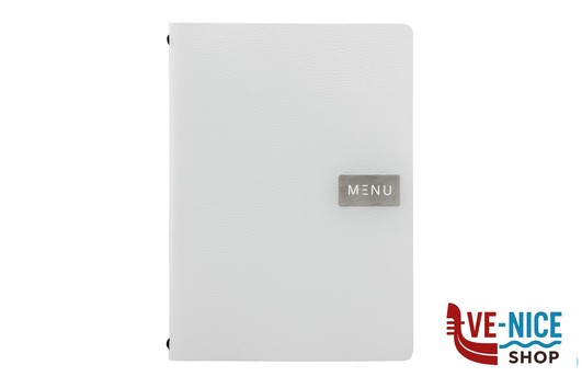 porta menu RAW-PORTAMENU IN PELLE RUVIDA ECOLOGICA BIANCA A4, 2 PLACCHE METALLICHE ED 1 INSERTO MC-LRA4-RWWT SECURIT