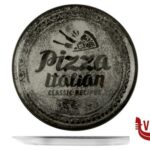 pizza RECIPES NAPOLI-PIATTO PIZZA CM 33 CON DECORO POSATE-TRANCIO COLORE NERO SATURNIA