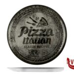 pizza RECIPES NAPOLI-PIATTO PIZZA CM 31 CON DECORO POSATE-TRANCIO COLORE NERO SATURNIA