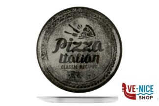 pizza RECIPES NAPOLI-PIATTO PIZZA CM 31 CON DECORO POSATE-TRANCIO COLORE NERO SATURNIA