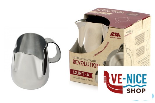 acciaio REVOLUTION DUET-LATTIERA 2 BECCHI 50CL TAZZE 6 INOX - BECCO GRANDE DAVANTI E PICCOLO A SINISTRA ILSA - immagine 2