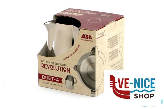 acciaio REVOLUTION DUET-LATTIERA 2 BECCHI 50CL TAZZE 6 INOX - BECCO GRANDE DAVANTI E PICCOLO A SINISTRA ILSA - immagine 3