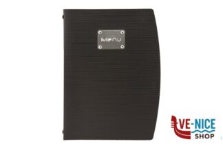 porta menu RIO-PORTAMENU ETICHETTA METALLO POSATE NERO FORMATO A4 CM 25,5X34 ELASTICO ALLメINTERNO PER CONTENERE GLI INSERTI SECURIT