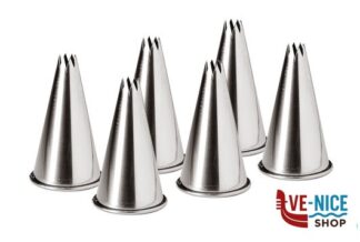 utensili vari per dolci SET 6 BOCCHETTE A STELLA INOX - DIAMETRO BOCCA MM4-MM6-MM8-MM10-MM13-MM15 ARTICOLO 123784 THERMOHAUSER