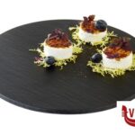 sottopiatti/vassoi VASSOIO EFFETTO ARDESIA CM 30 H. 1 CM MELAMINA, NERO, CON PIEDINI ANTISCIVOLO APS  ASSHEUER POTT GMBH E CO KG