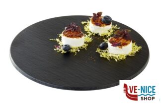 sottopiatti/vassoi VASSOIO EFFETTO ARDESIA CM 30 H. 1 CM MELAMINA, NERO, CON PIEDINI ANTISCIVOLO APS ASSHEUER POTT GMBH E CO KG