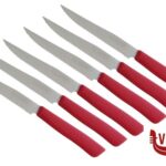 altri coltelli STANDARD -CONFEZIONE  6 COLTELLI BISTECCA LAMA CM 11 MANICO ROSSO COLTELLERIE INOX BONOMI