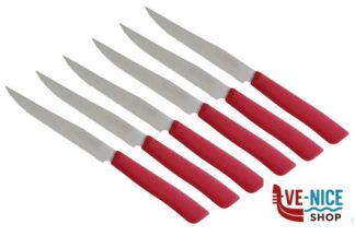 altri coltelli STANDARD -CONFEZIONE 6 COLTELLI BISTECCA LAMA CM 11 MANICO ROSSO COLTELLERIE INOX BONOMI