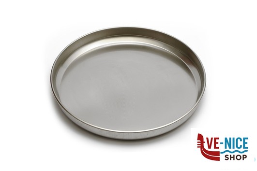 inox STEEL-TEGLIA PIZZA TONDA CM 28 H.3,5 INOX INTERNO CON RILIEVO ANTIGRAFFIO STEEL PAN SRL