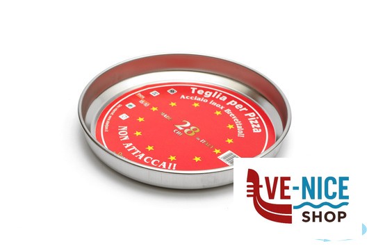 inox STEEL-TEGLIA PIZZA TONDA CM 28 H.3,5 INOX INTERNO CON RILIEVO ANTIGRAFFIO STEEL PAN SRL - immagine 3