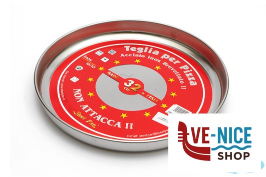 inox STEEL-TEGLIA PIZZA TONDA CM 32 H.3,5 INOX INTERNO CON RILIEVO ANTIGRAFFIO STEEL PAN SRL - immagine 3