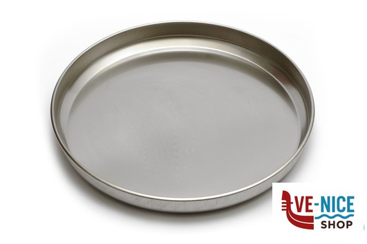 inox STEEL-TEGLIA PIZZA TONDA CM 32 H.3,5 INOX INTERNO CON RILIEVO ANTIGRAFFIO STEEL PAN SRL