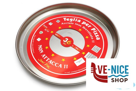 inox STEEL-TEGLIA PIZZA TONDA CM 36 H.3,5 INOX INTERNO CON RILIEVO ANTIGRAFFIO STEEL PAN SRL - immagine 3