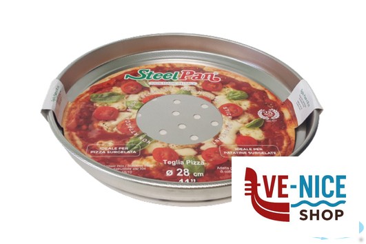 inox STEEL-TEGLIA PIZZA TONDA CM28 CON FORI INOX 17010 STEEL PAN SRL - immagine 3