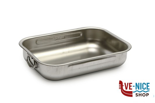 inox STEEL-TEGLIA RETTANGOLARE CM 25X19X5,5 INOX INTERNO CON RILIEVO ANTIGRAFFIO STEEL PAN SRL