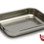 inox STEEL-TEGLIA RETTANGOLARE CM 30X22X5,5 INOX INTERNO CON RILIEVO ANTIGRAFFIO STEEL PAN SRL
