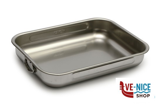 inox STEEL-TEGLIA RETTANGOLARE CM 30X22X5,5 INOX INTERNO CON RILIEVO ANTIGRAFFIO STEEL PAN SRL