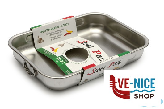 inox STEEL-TEGLIA RETTANGOLARE CM 30X22X5,5 INOX INTERNO CON RILIEVO ANTIGRAFFIO STEEL PAN SRL - immagine 4